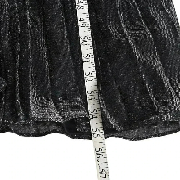 Vintage Kiki Halter Pleated Maxi Dress Metallic Silver Black Mobwife Size Medium - Picture 14 of 16